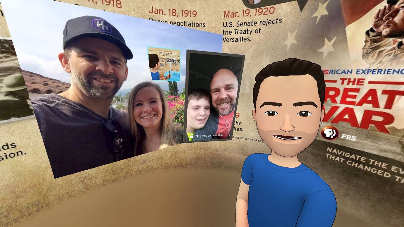 A second view of the virtual reality social space with avatars around a table