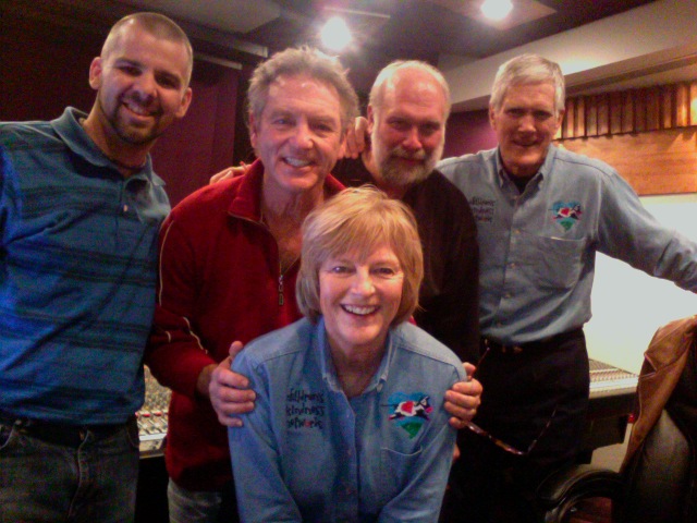 Nathan Adam with Larry Gatlin at the console in Mansion Studios, Branson