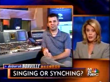 Nathan Adam interviewed on MSNBC's Tonight with Deborah Norville, segment titled Singing or Synching?