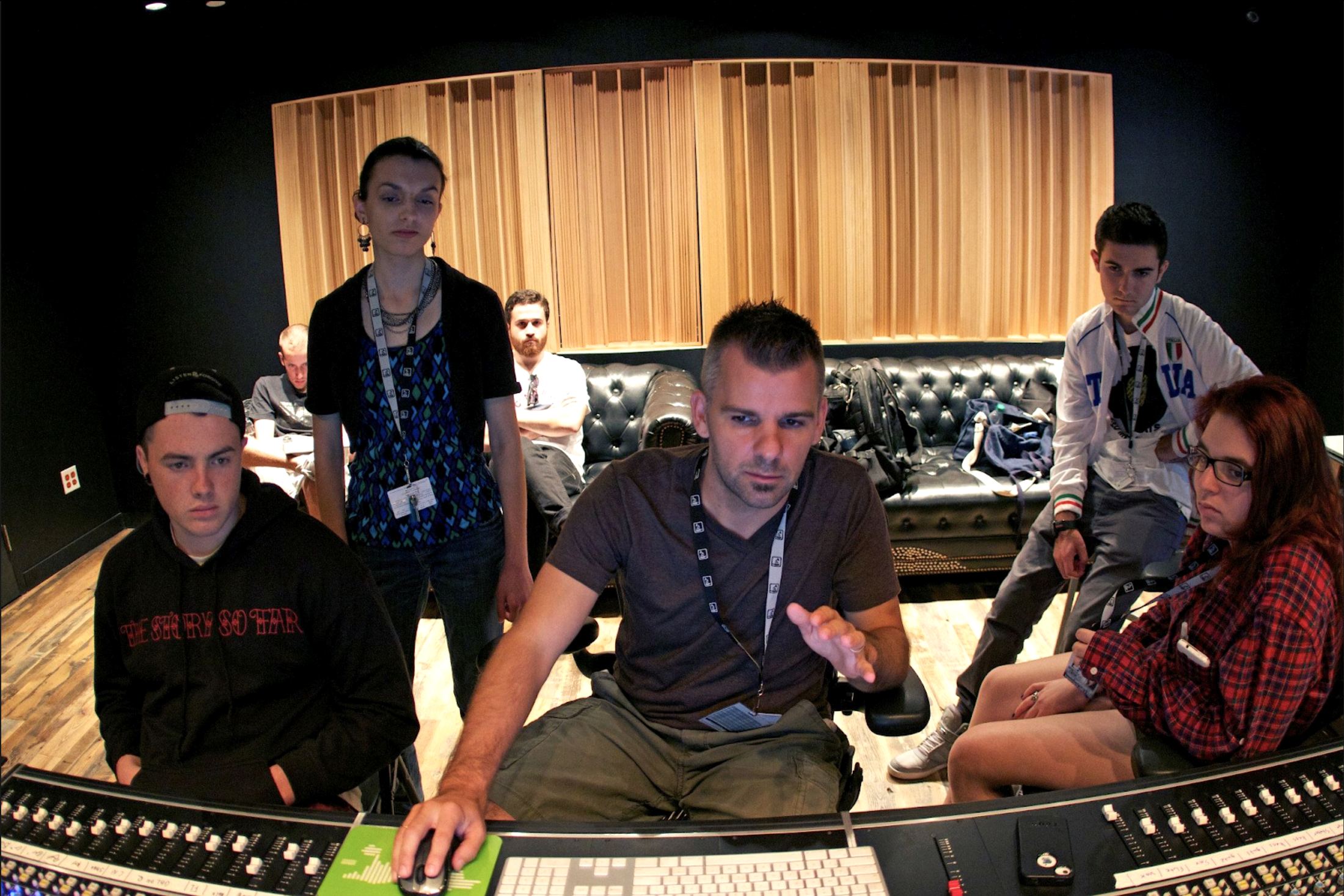 Nathan Adam teaching in a Belmont University production classroom