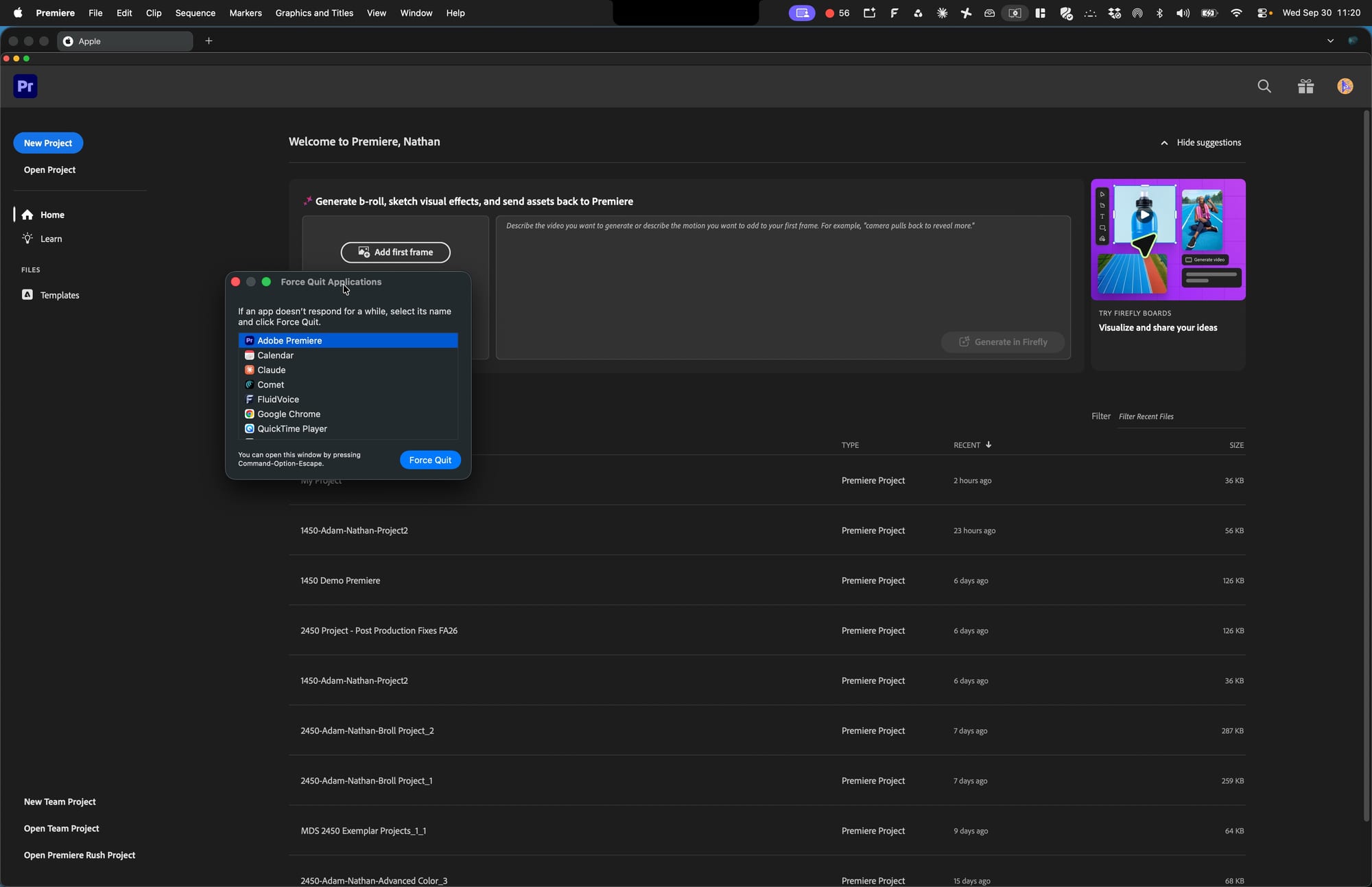 Screenshot for step 10: Open Force Quit Applications