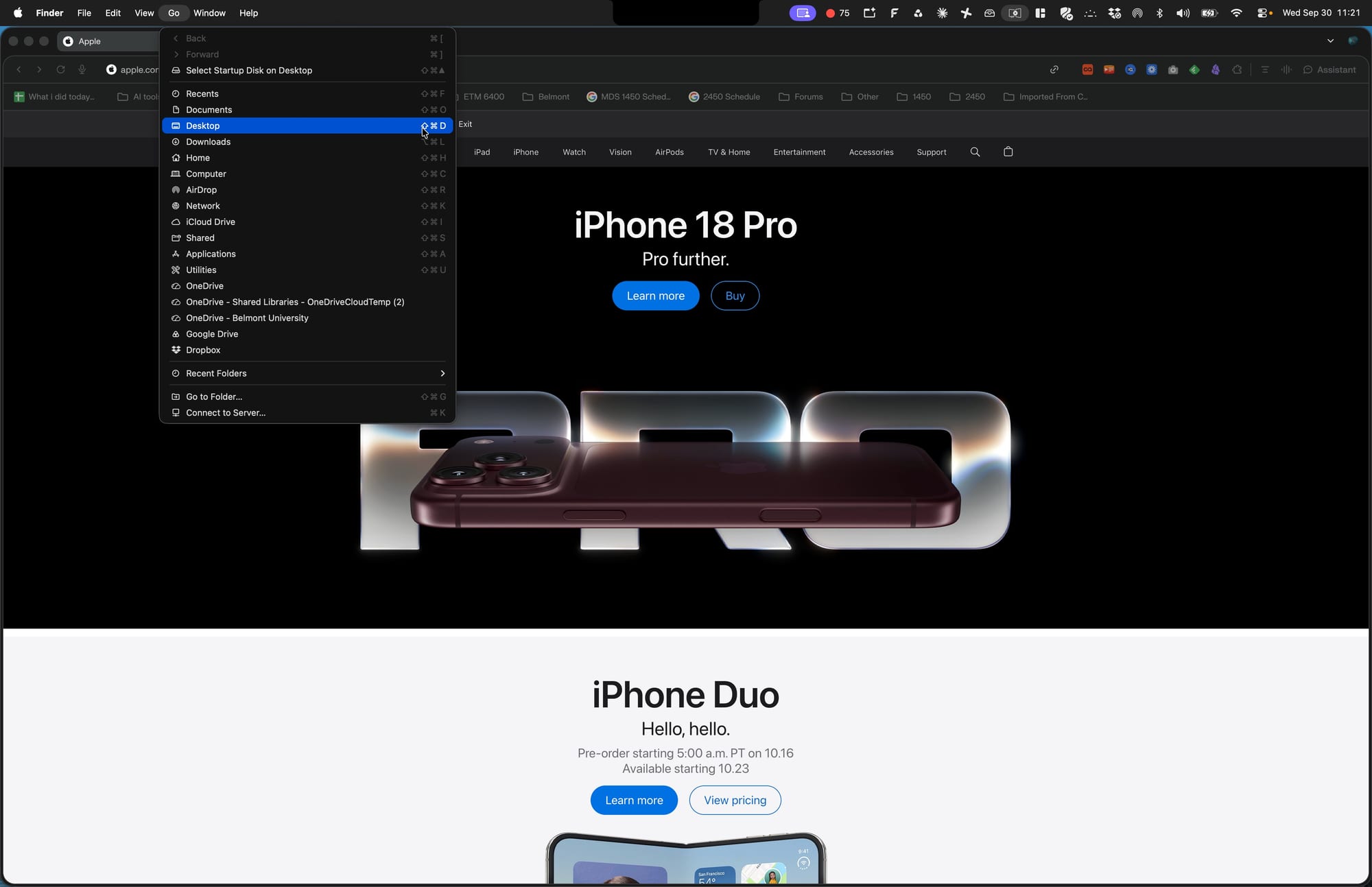 Screenshot for step 16: Open the Go Menu