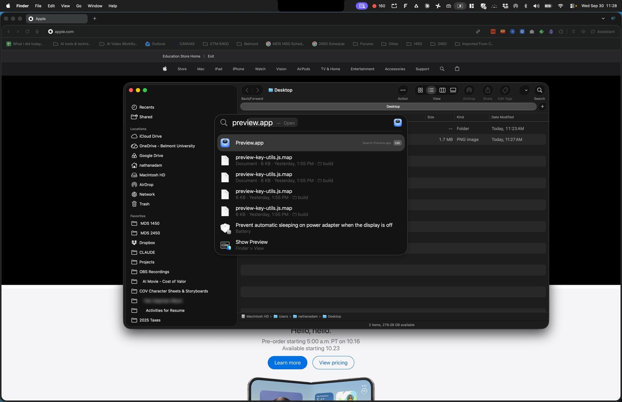 Screenshot for step 33: Open Preview from Spotlight