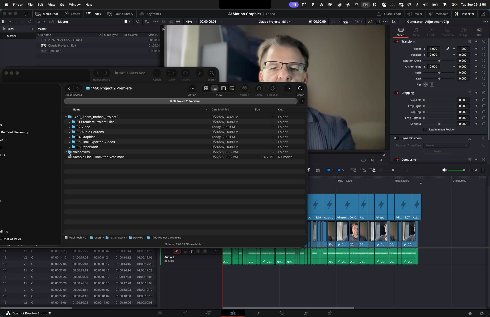 Screenshot for step 15: Move Voiceovers to Audio