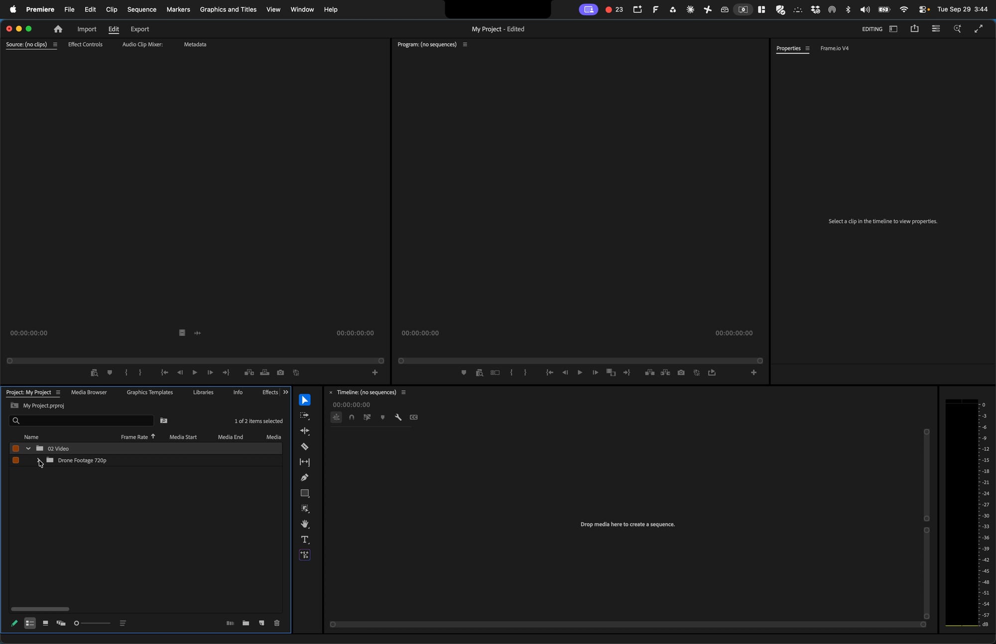 Screenshot for step 8: Open the Video Bins